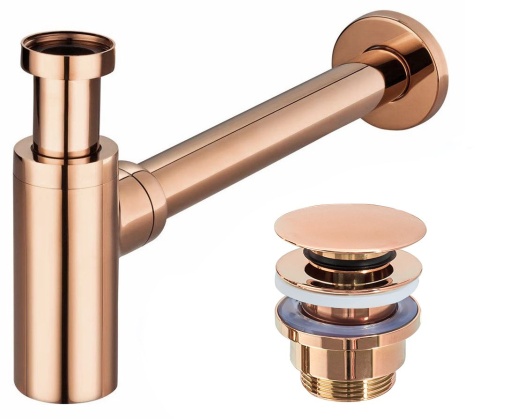 Sifon de scurgere universal+ ventil klik-klak, sistem Push-up, finisaj Rose Gold