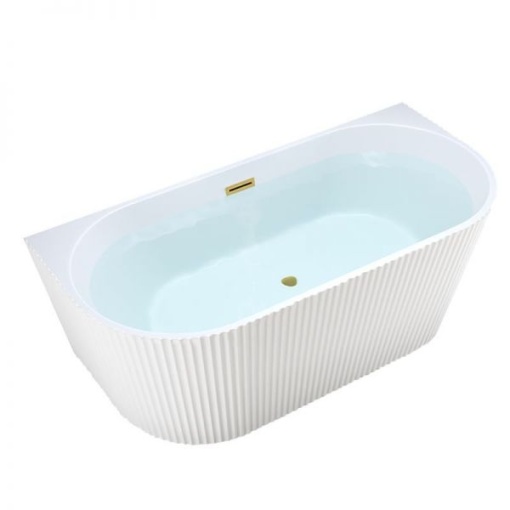 Cada de baie suport CARLO517C, Dimensiune 160x75cm, Design Elegant, Culoare Alb, Deversor Auriu Periat