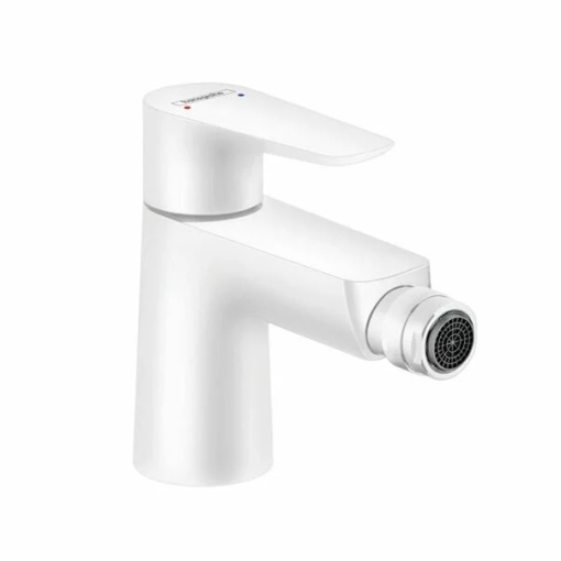 Baterie bideu Hansgrohe Talis E cu ventil Pop-Up alb mat