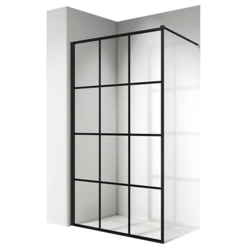 Perete dus Walk-In, PRO MONTREAL, Sticla securizata 8 mm, Dimensiuni la alegere, Black