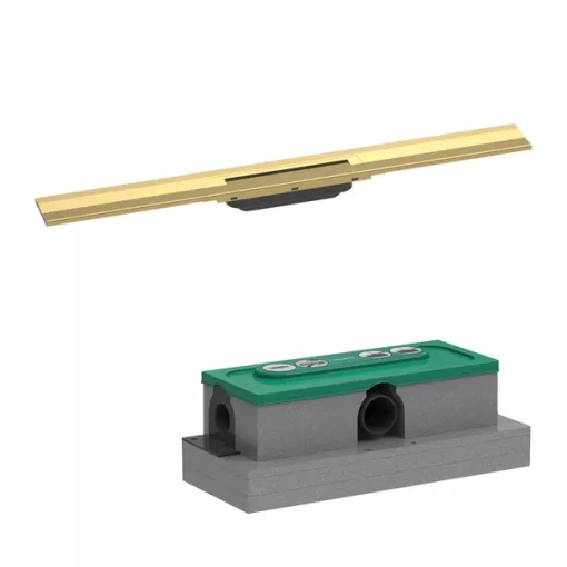 Set rigola pentru dus plus capac Hansgrohe RainDrain Flex ajustabil auriu lucios 80 cm
