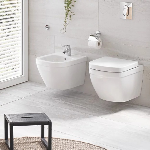 Set vas wc cu capac softclose si bideu Grohe Euro Ceramic Rimless Triple Vortex suspendat