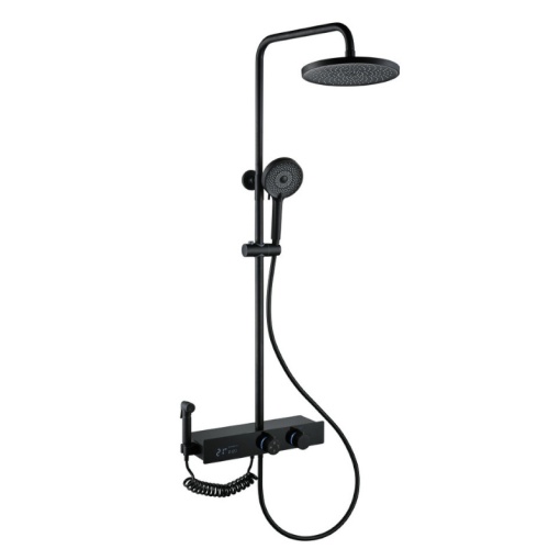 Set de dus F10B Model Modern cu Efect De Ploaie si Afisaj LCD, Culoare Negru