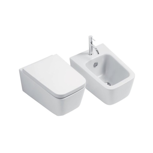 Set Bideu Si Vas WC PRO MOUSE CUBIC RIMLESS, Montaj Suspendat, Ceramica Sanitara, Capac Soft-Close Inclus, Alb