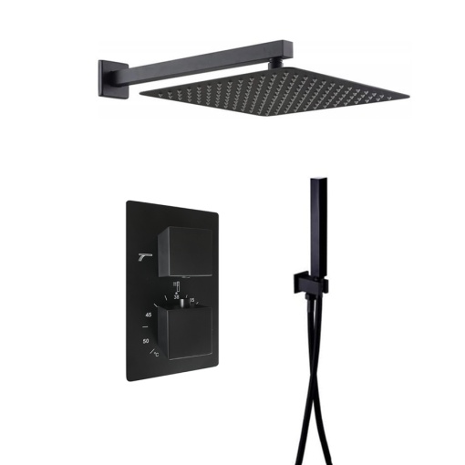 Set de dus negru mat, termostatic, 3 functii cod 1008 SLIM