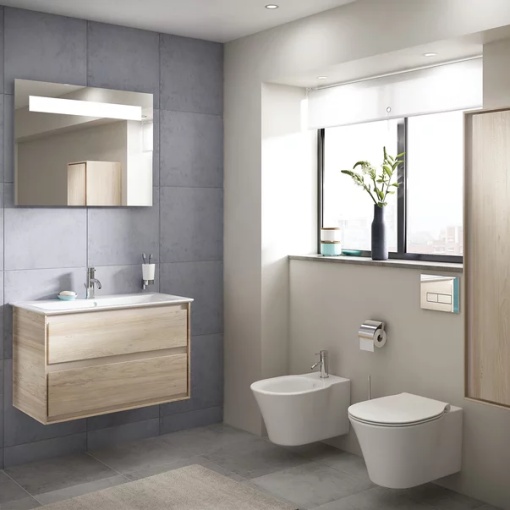 Set vas wc suspendat cu capac softclose si bideu suspendat Ideal Standard Connect Air Aquablade