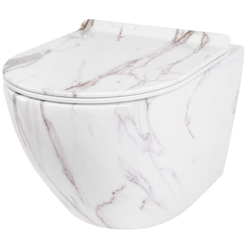 Vas WC REA CARLOS AIAX, Suspendat, Ceramica Sanitara, 49.5 x 37 x 32 cm, Alb imitatie piatra