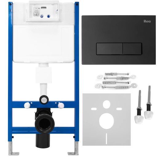 Cadru cu rezervor incastrat pentru WC, Clapeta de actionare inclusa H Black