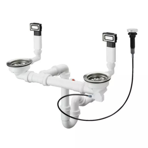 Sifon automat Hansgrohe D15-11 pentru chiuveta din granit cu doua cuve