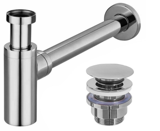 Sifon de scurgere universal+ ventil klik-klak, sistem Push-up, finisaj Crom