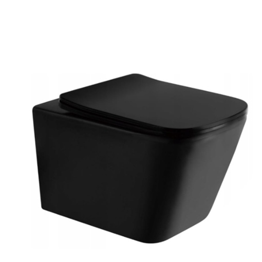 Vas WC PRO INES BLACK MAT, Sistem inovator de spalare Rimless Tornado, Suspendat, Ceramica sanitara