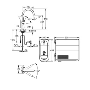 Baterie bucatarie Grohe Blue Home crom pipa tip C si Starter Kit - Img 2