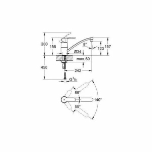 Baterie bucatarie Grohe Eurostyle Cosmopolitan cu pipa rotativa crom - Img 2