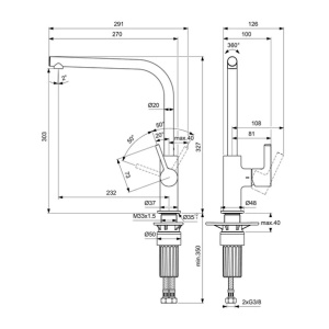 Baterie bucatarie Ideal Standard Gusto 303 pipa rotativa crom lucios - Img 2