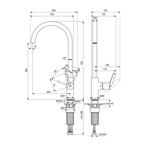 Baterie bucatarie Ideal Standard Gusto Square 306 argintiu Silver Storm - Img 2