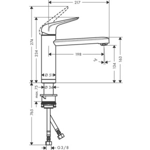 Baterie bucatarie monocomanda Hansgrohe Focus M42 120 cu 1 jet 71807000 - Img 2