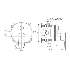 Baterie cada - dus incastrata Ideal Standard Cerafine O negru mat fara corp ingropat - Img 6