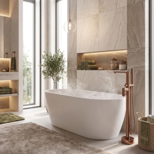 Baterie de podea pentru cada Rea Logan brush copper - Img 4