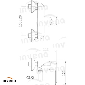 Baterie dus Invena Siros monocomanda negru mat - Img 2
