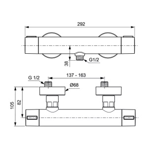 Baterie dus termostatata Ideal Standard Alu+ argintiu mat din aluminiu - Img 4