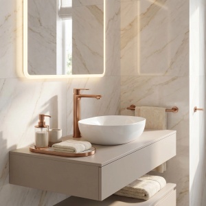 Baterie inalta pentru lavoar Rea Logan Brush Copper - Img 4