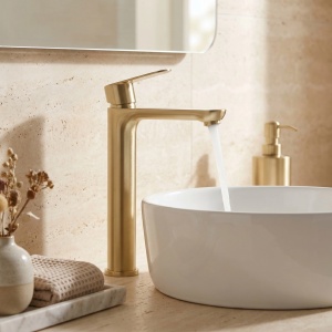 Baterie inalta pentru lavoar Rea Logan Brush Gold - Img 4