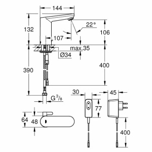 Baterie lavoar cu senzor Grohe Eurosmart Cosmopolitan Electronica crom - Img 2