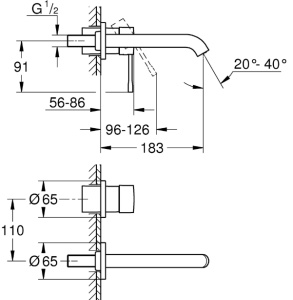 Baterie lavoar Grohe Essence M size, pipa 18 cm, montaj incastrat, necesit corp ingropat, crom - Img 2
