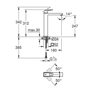 Baterie lavoar inalta Grohe Eurocube XL antracit periat Hard Graphite - Img 4