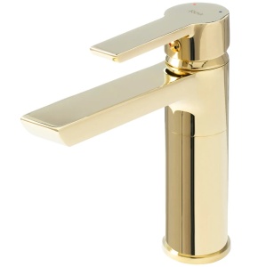 Baterie Lavoar REA Argus GOLD LOW, Montaj Pe Blat, Capat Fix, Monocomanda, Inaltime 16 Cm, Culoare Auriu, Finisaj Lucios - Img 3