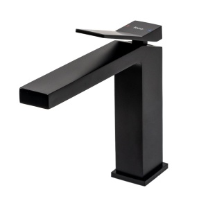 Baterie lavoar REA DUET BLACK LOW, Montaj pe blat, inaltime 13 cm, finisaj Negru Mat - Img 2