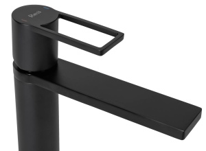 Baterie Lavoar REA FLIP BLACK LOW, Montaj Pe Blat, Capat Fix, Monocomanda, Inaltime 18 Cm, Negru - Img 7