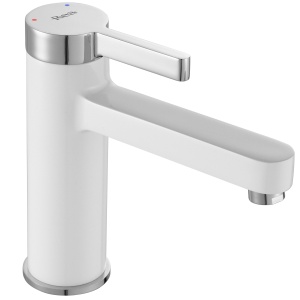 Baterie Lavoar REA POLO LOW, Montaj Pe Blat, Capat Fix, Inaltime 15 Cm, Finisaj Alb/Crom - Img 1