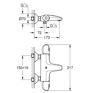 Baterie termostatata cada negru mat Grohe Grohtherm 1000 - Img 2