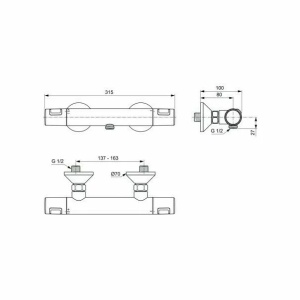 Baterie termostatica pentru dus Ideal Standard Ceratherm T25 - Img 2