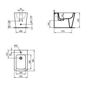 Bideu pe pardoseala Ideal Standard Atelier Blend Cube BTW alb mat - Img 7