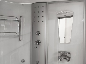 Cabină baie SPA alba cu hidromasaj MO-08150S și funcție de saună cu aburi 150 x 150 x 220 cm - Img 15