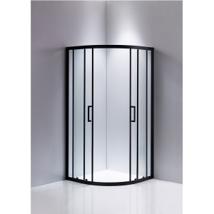 Cabina de dus BS01A ,Semirotunda, Usi Glisante, Design Modern 80x80cm, Culoare Negru - Img 2