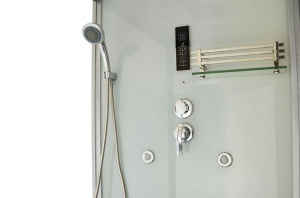 Cabina de dus cu hidromasaj si functie de sauna cu abur, sauna uscata 180 x 110 x 223 cm alb/lemn - Img 14
