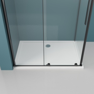 Cabina de dus culisanta Veldman Odea Black 110 x 100 cm sticla 8 mm negru mat - Img 5