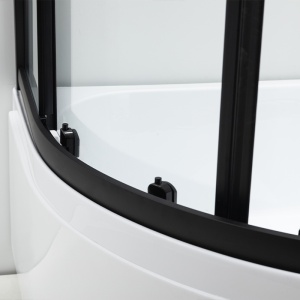 Cabina de dus din sticla securizata 5mm cu rame negre si cadita alba inclusa montaj stanga 115 x 85 cm - Img 15