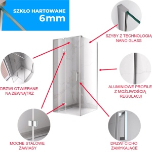 Cabina de dus dreptunghiulara cu cadita de dus, Culoare Negru, Dimensiune 120X100 cm, Finisaj Crom - Img 20