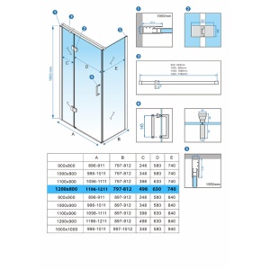 Cabina de dus dreptunghiulara cu rame cromate si cadita neagra slim KZ02D-ST03C 120 x 80 cm - Img 14