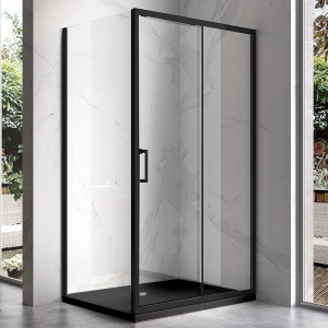 Cabina de dus dreptunghiulara din sticla securizata cu cadita neagra antialunecare KZ104C-SXL04C 120 x 90 cm - Img 2