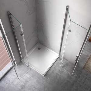 Cabina de dus dreptunghiulara din sticla securizata cu rame cromate si cadita neagra antialunecare KZ12B-SXL03C 100 x 80 cm - Img 13