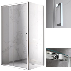 Cabina de dus dreptunghiulara din sticla securizata cu rame cromate KZ103 90 x 80 cm - Img 24