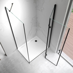 Cabina de dus dreptunghiulara din sticla securizata cu rame negre KZ20D 100 x 80 cm - Img 4