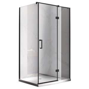 Cabina de dus dreptunghiulara KZ03D cu cadita ST06C negru 120 x 100 cm sticla 6 mm - Img 3
