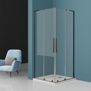 Cabina de dus glisanta Veldman Texas Duo titan periat 90 x 100 cm sticla 8 mm - Img 3
