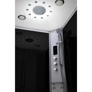 Cabina de dus MUE-AR1280-1L neagra cu hidromasaj și saună cu aburi 120 x 80 x 217 cm - Img 2